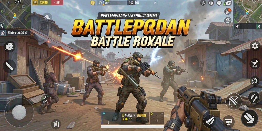Tangkapan layar menampilkan aksi seru dalam game Battle Royale.