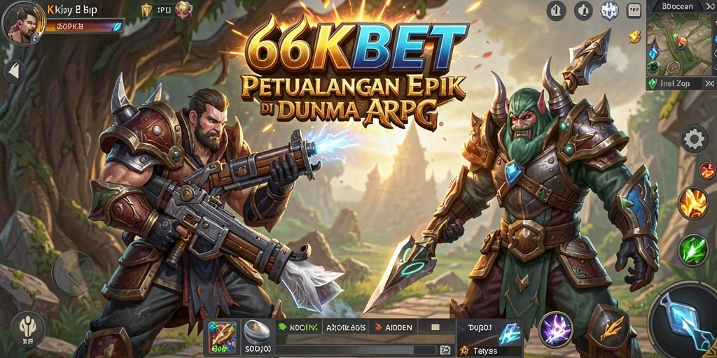 Tampilan layar utama 66KBET menunjukkan aksi pertarungan ARPG yang seru.