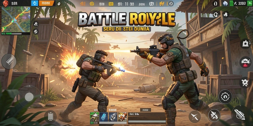 Tampilan gameplay epik 8II di arena Battle Royale.