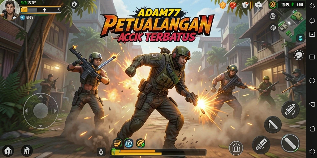 Tangkapan layar aksi epik dari permainan ADAM77.