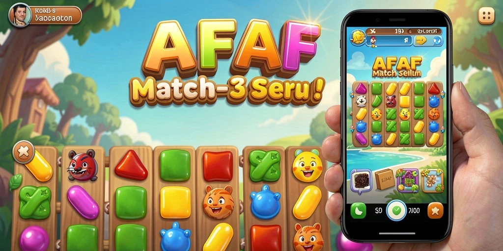 Tampilan gameplay seru di AFAF dengan tantangan Match-3 yang menarik.