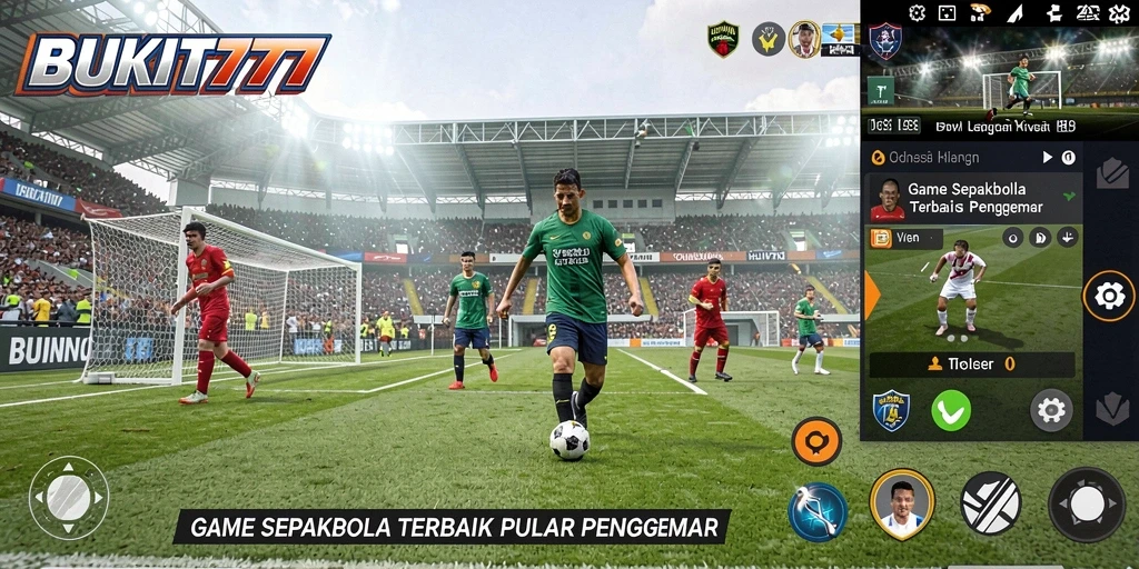 Tangkapan layar fantastis dari gameplay BUKIT777 yang menampilkan aksi sepakbola.