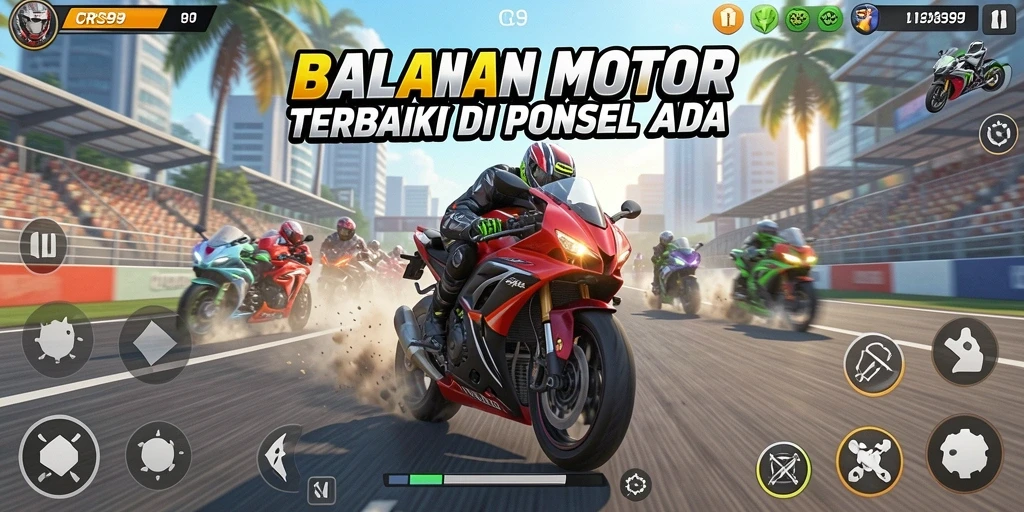 Tampilan menarik dari gameplay balapan motor dalam CRS99.