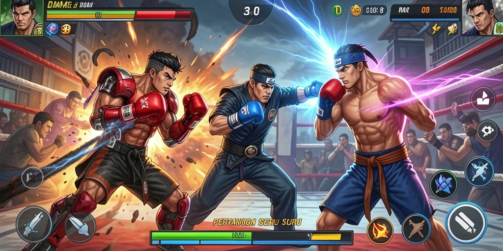 Screenshot menunjukkan gameplay pertarungan seru di DAM88.