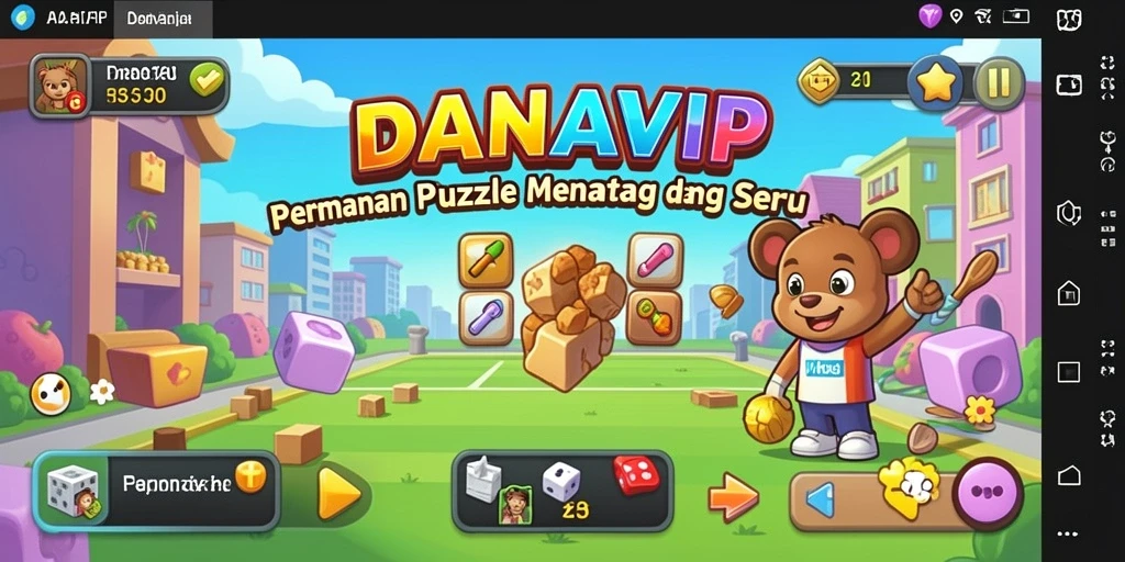 Tampilan gameplay puzzle dari DANAVIP yang penuh warna.