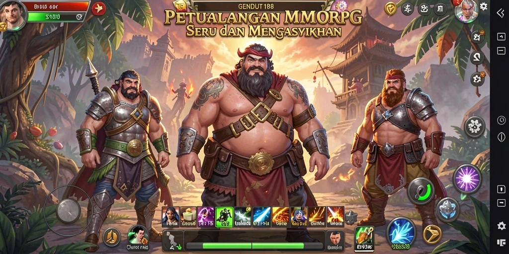 Tampilan utama gameplay <strong>GENDUT188</strong> dengan karakter dan pertempuran epik.