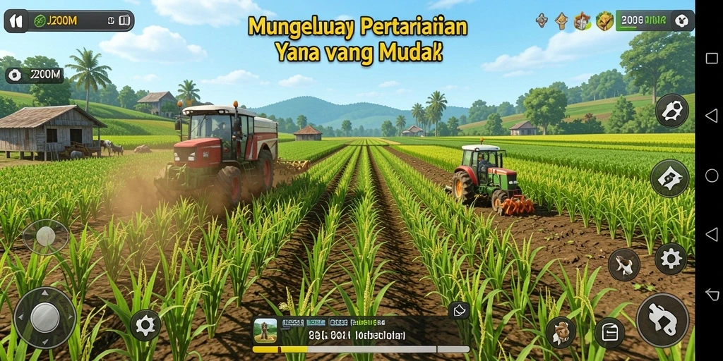 Gambaran gameplay J200M yang memukau dengan elemen pertanian.