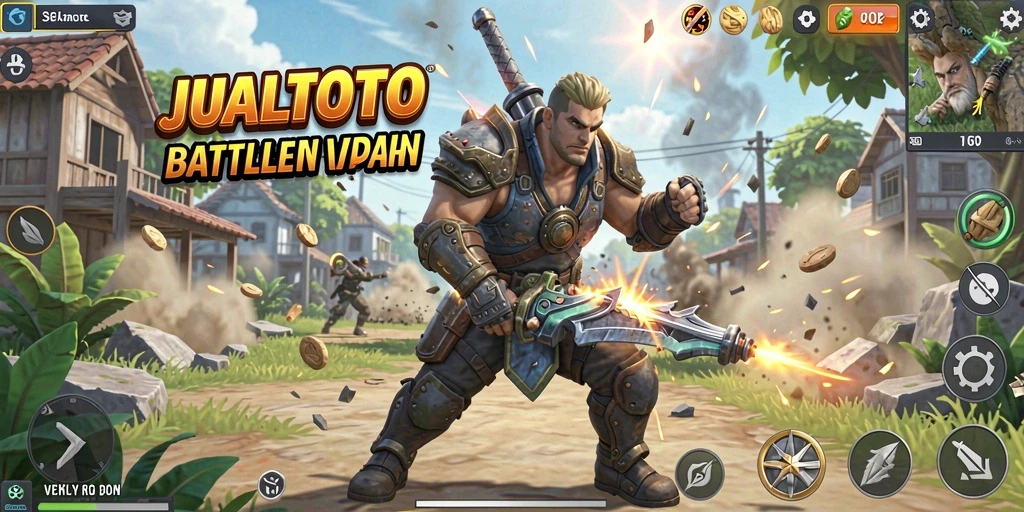 Tampilan gameplay seru JUALTOTO dalam pertarungan Battle Royale.
