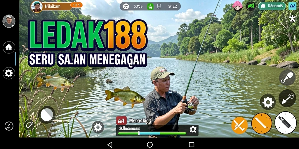 Tampilan gameplay LEDAK188 dengan petualangan memancing yang mendebarkan.