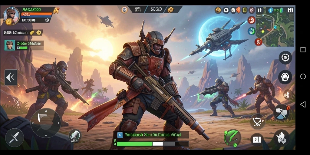 Screenshot gameplay NAGA2000 yang menunjukkan aksi seru di dunia virtual.