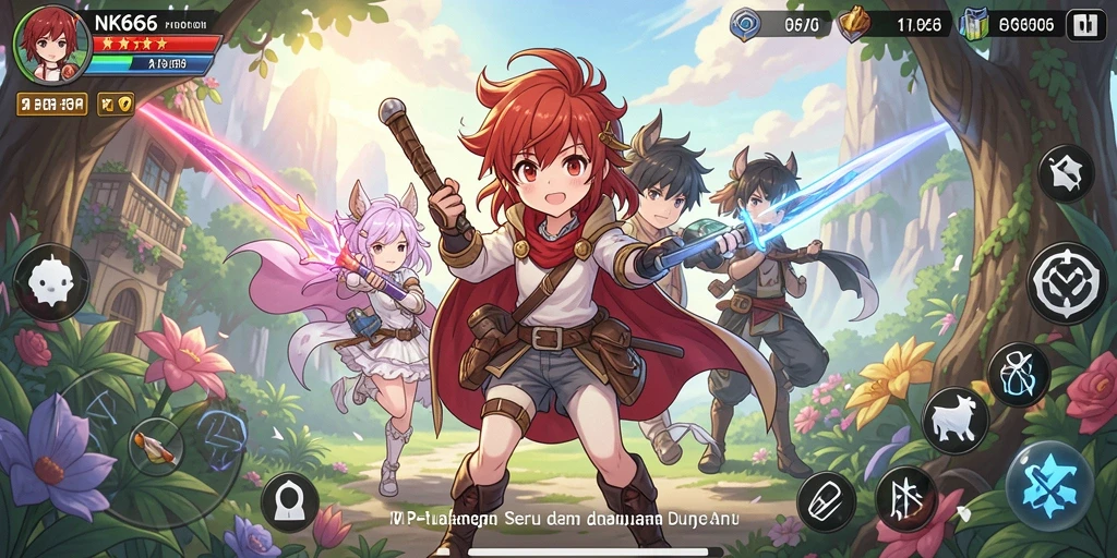 Tampilan gameplay NK666 yang penuh aksi dan karakter Anime.