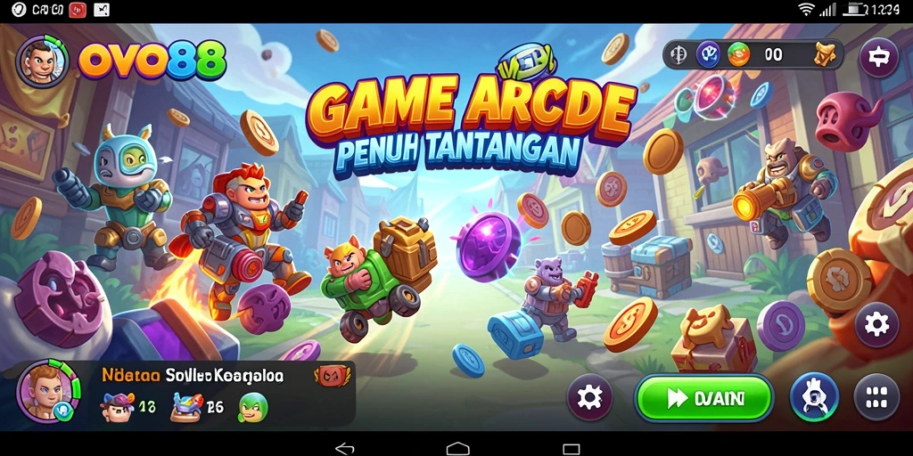 Screenshot permainan OVO88 menunjukkan aksi seru dalam gameplay Arcade.