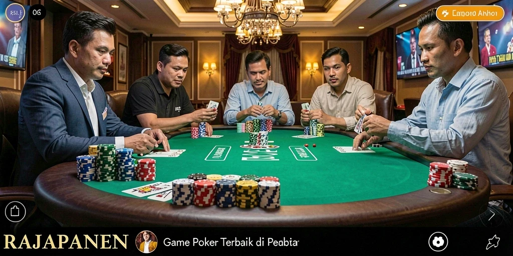 Screenshot gameplay RAJAPANEN menunjukkan aksi seru permainan Poker.