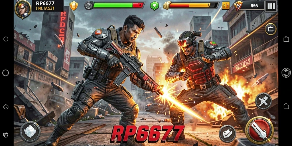 Tampilan menarik dari gameplay action RP6677 yang mendebarkan.