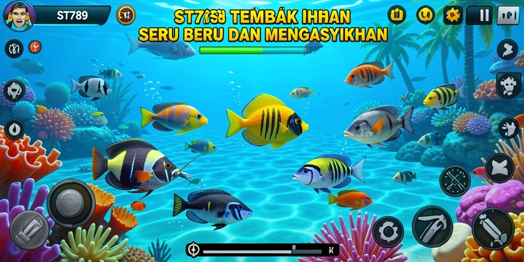 Tangkapan layar ST789 menunjukkan aksi menembak ikan yang menarik.