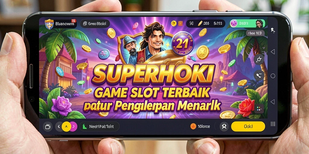 Tampilan gameplay SUPERHOKI yang menarik dan penuh warna.