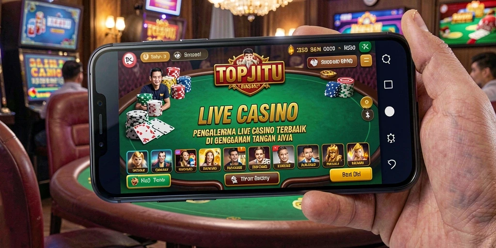 Tampilan gameplay TOPJITU dengan dealer langsung dan interaksi pemain.