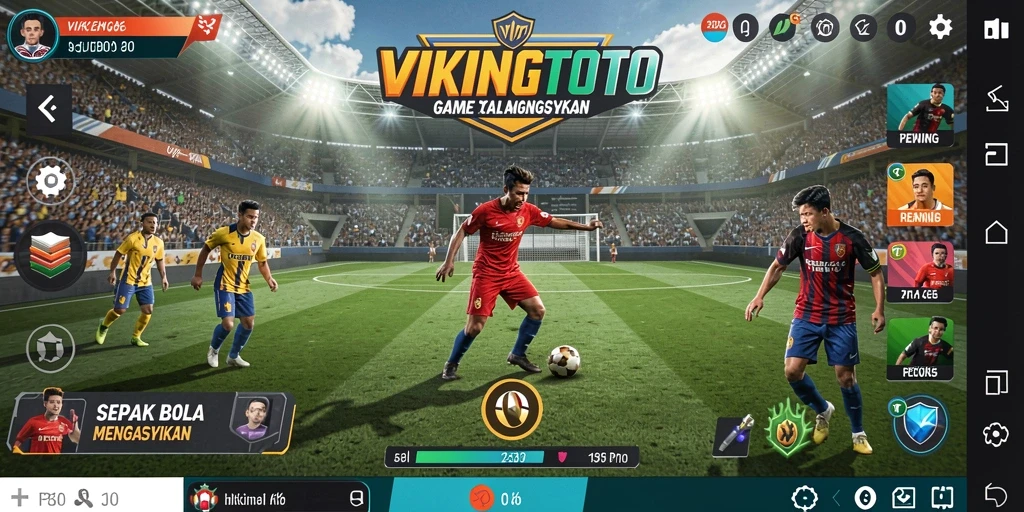 Tampilan gameplay seru di VIKINGTOTO dengan pertandingan sepak bola.