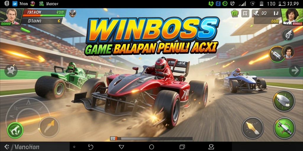 Tangkapan layar gameplay <strong>WINBOSS</strong> yang menggambarkan pengalaman balapan yang mendebarkan.